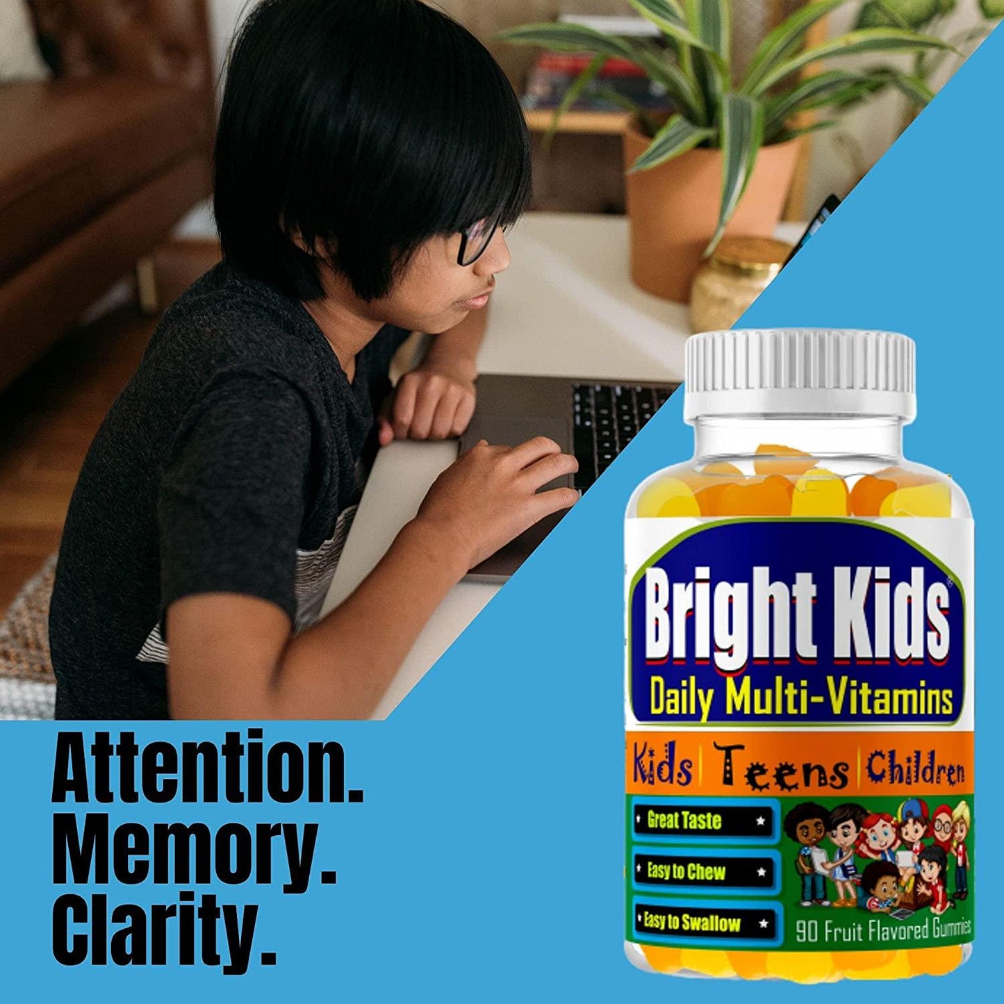 Brightkids Multivitamin Gummies, Kids Multivitamin Support Immune System Support, Fuel Growth and Overall Health Kids Gummy multivitamin with Vitamin A C D B6 B12 and Zinc for kids