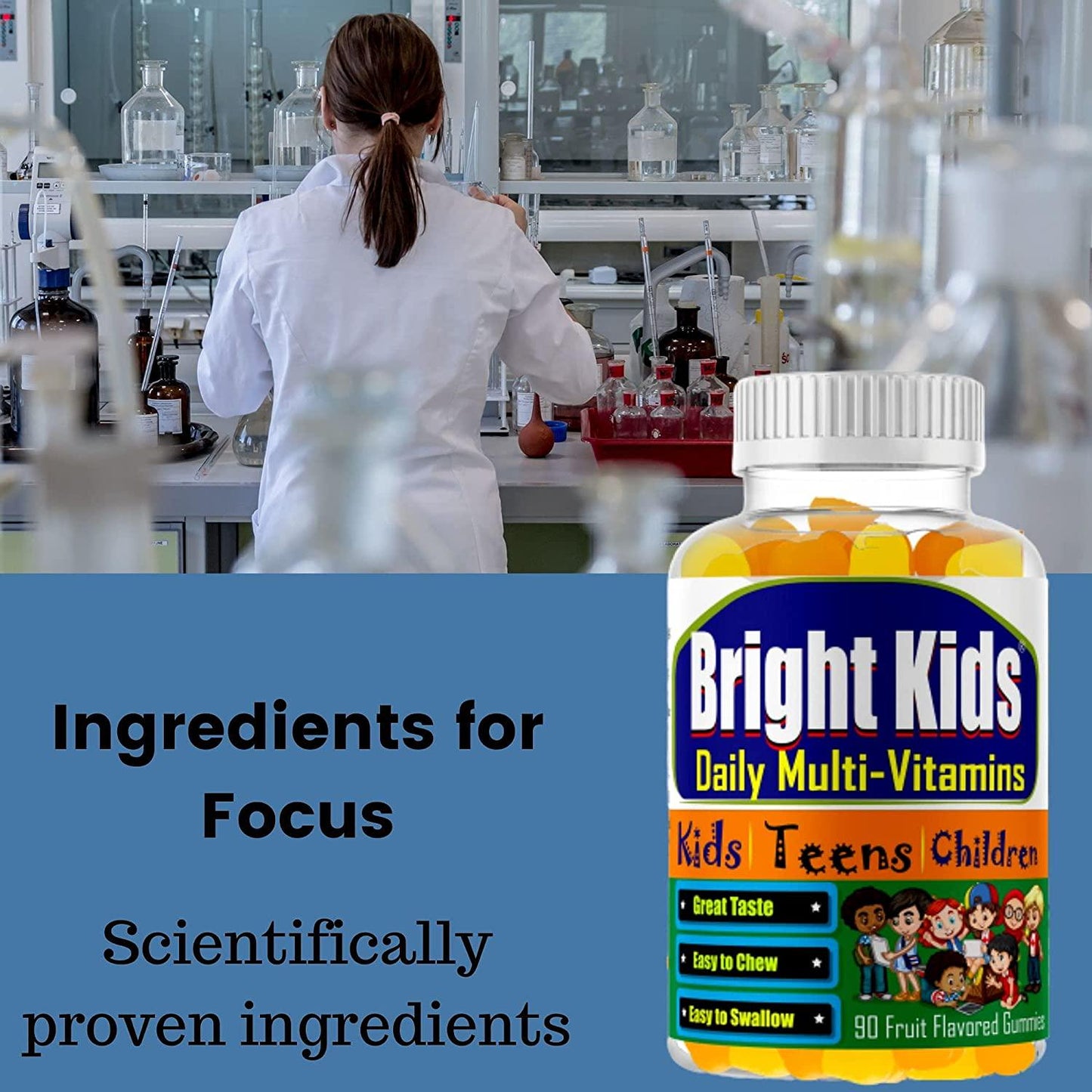 Brightkids Multivitamin Gummies, Kids Multivitamin Support Immune System Support, Fuel Growth and Overall Health Kids Gummy multivitamin with Vitamin A C D B6 B12 and Zinc for kids