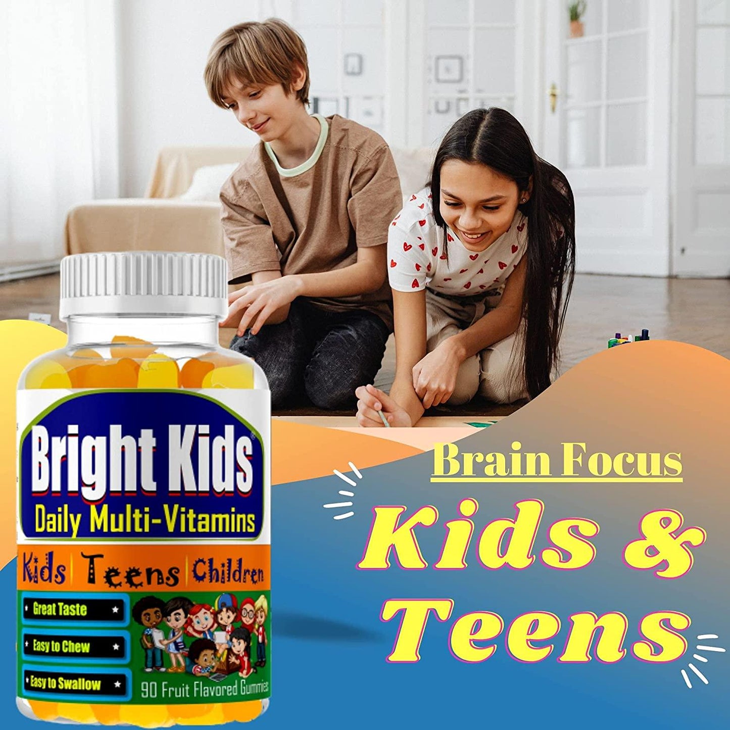 Brightkids Multivitamin Gummies, Kids Multivitamin Support Immune System Support, Fuel Growth and Overall Health Kids Gummy multivitamin with Vitamin A C D B6 B12 and Zinc for kids