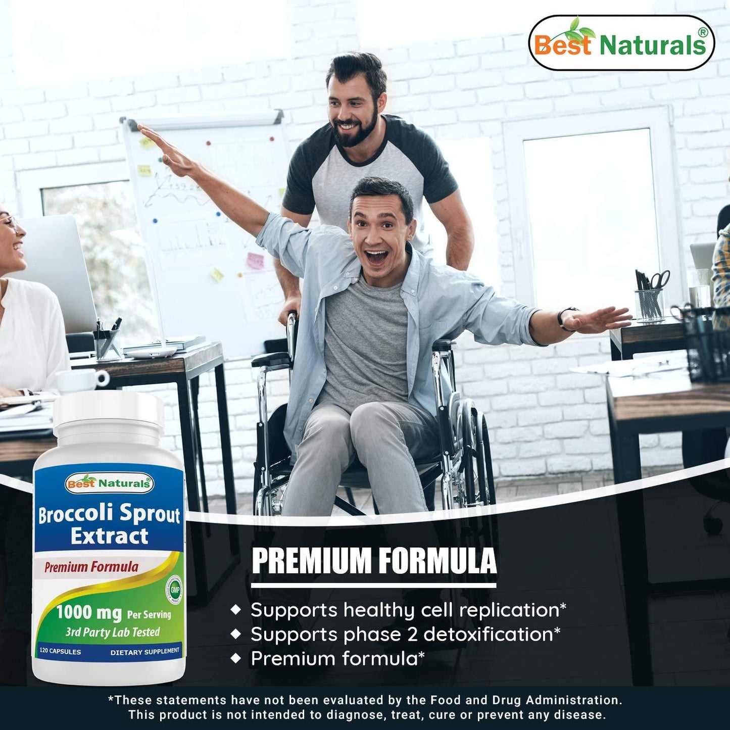 Broccoli Sprouts 1000 Mg Per Serving 120 Capsules by Best Naturals - Manufactured in a USA Based GMP Certified Facility and Third Party Tested for Purity. Guaranteed!! (2)