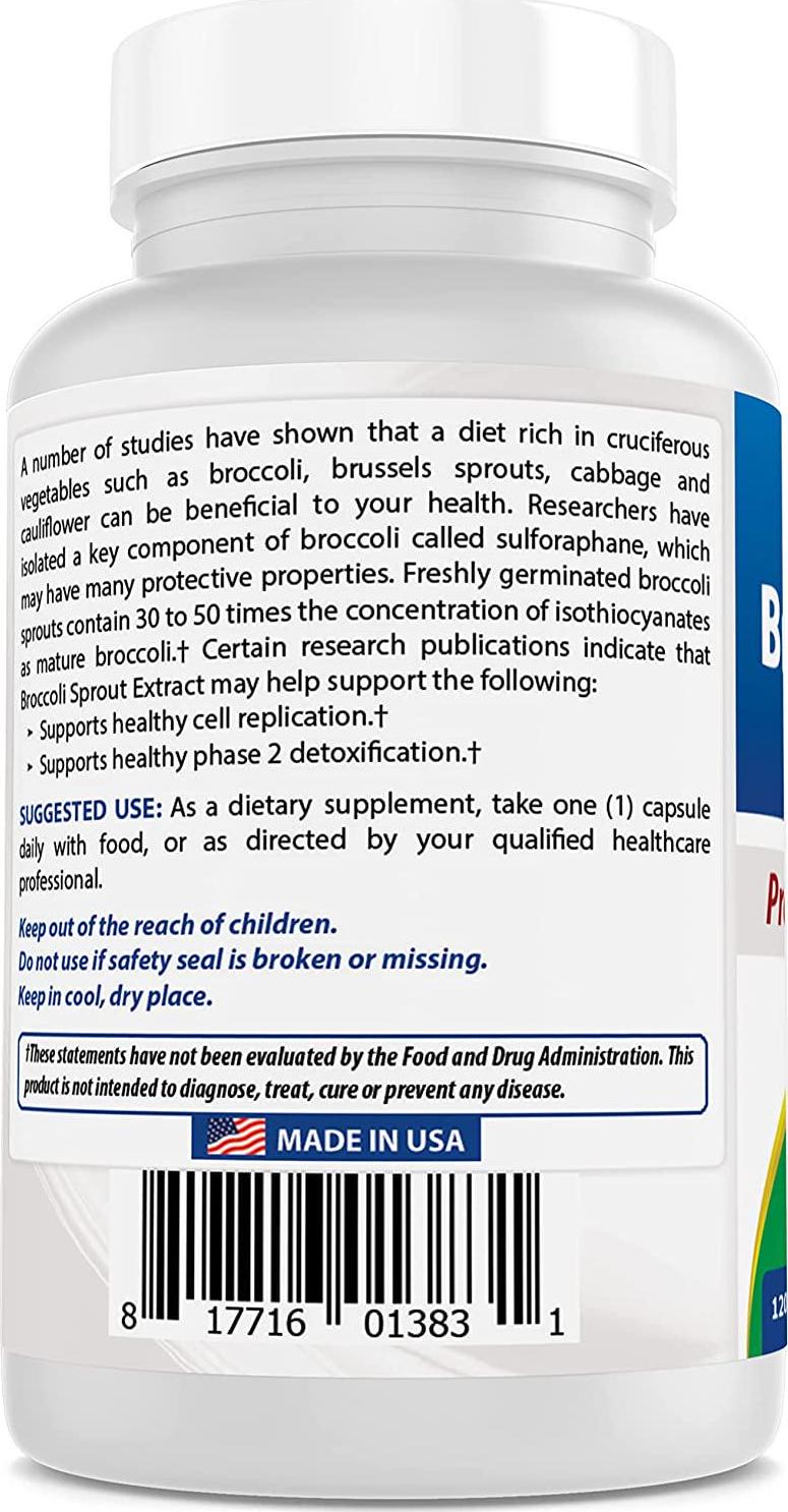 Broccoli Sprouts 1000 Mg Per Serving 120 Capsules by Best Naturals - Manufactured in a USA Based GMP Certified Facility and Third Party Tested for Purity. Guaranteed!! (2)