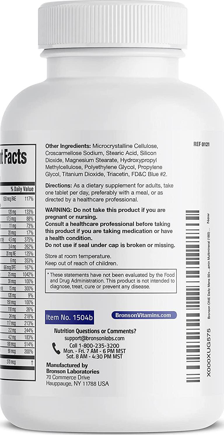 Bronson ONE Daily Mens 50+ Complete Multivitamin Multimineral (180)