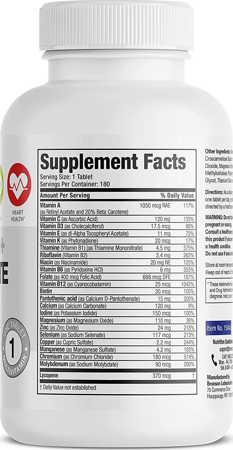 Bronson ONE Daily Mens 50+ Complete Multivitamin Multimineral (180)