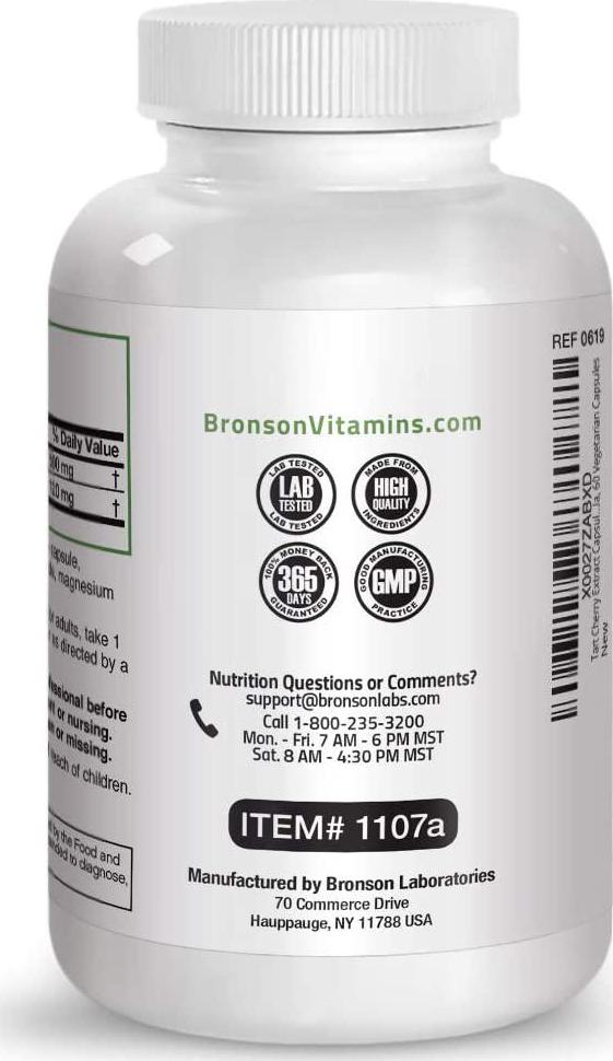 Bronson Tart Cherry Extract + Celery Seed Capsules - Powerful Uric Acid Cleanse, Joint Mobility Support and Muscle Recovery Supplement - GMO Free, Gluten Free and Soy Free Formula - 60 Vegetarian Capsules