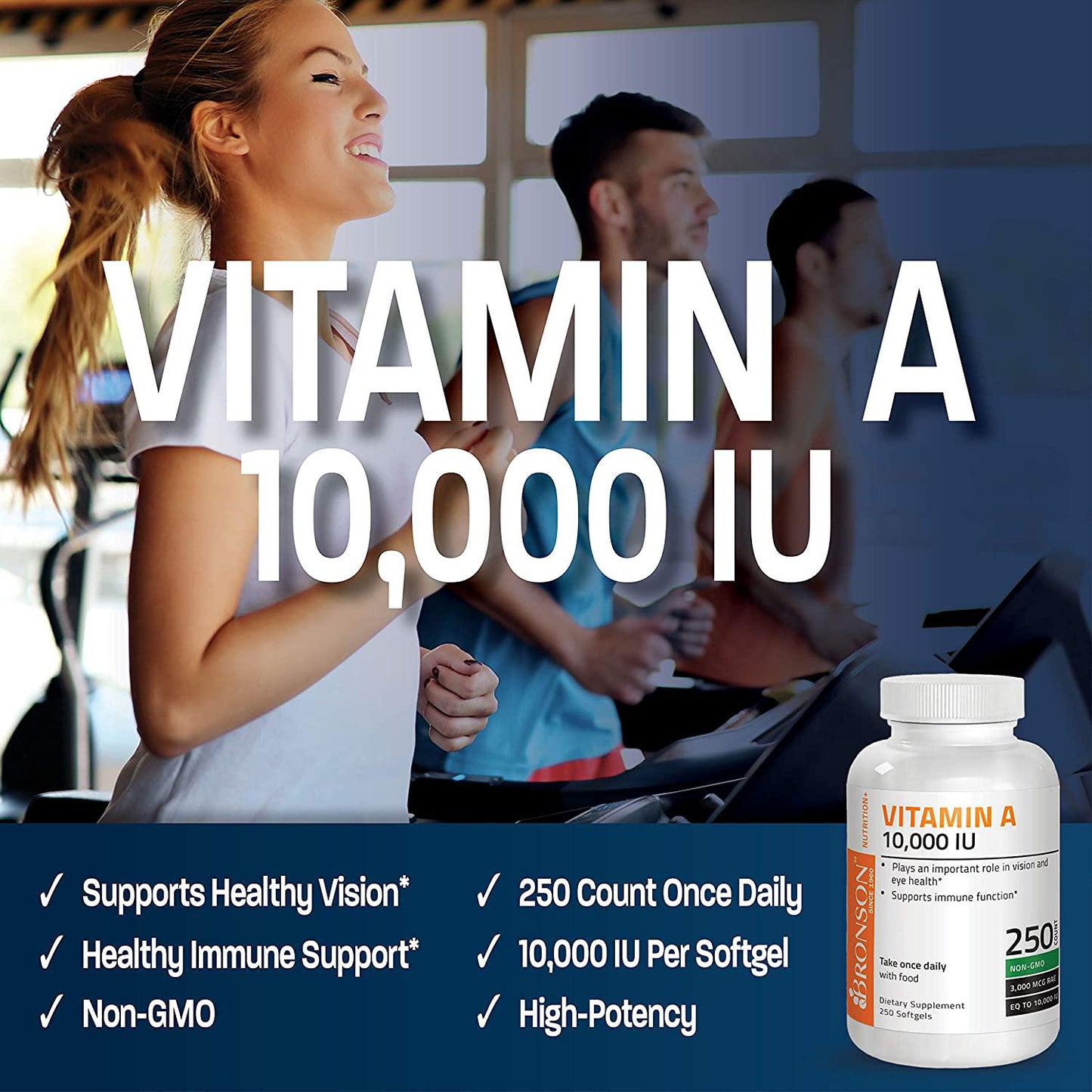 Bronson Vitamin A 10,000 IU Premium Non-GMO Formula Supports Healthy Vision and Immune System and Healthy Growth and Reproduction, 250 Softgels