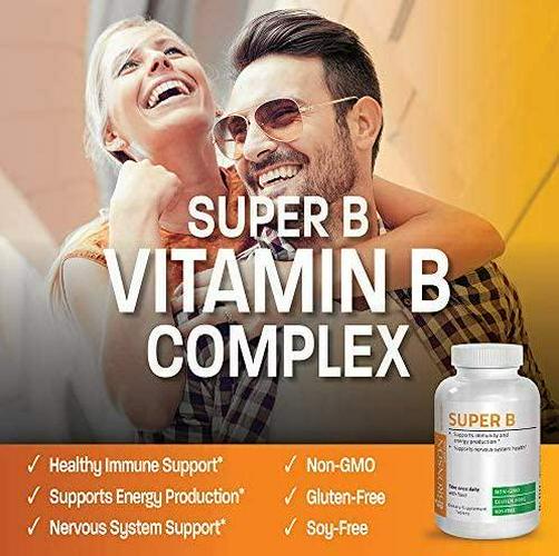 Bronson Vitamin B Complex (Vitamin B1, B2, B3, B6, B9 - Folic Acid, B12), 100 Tablets