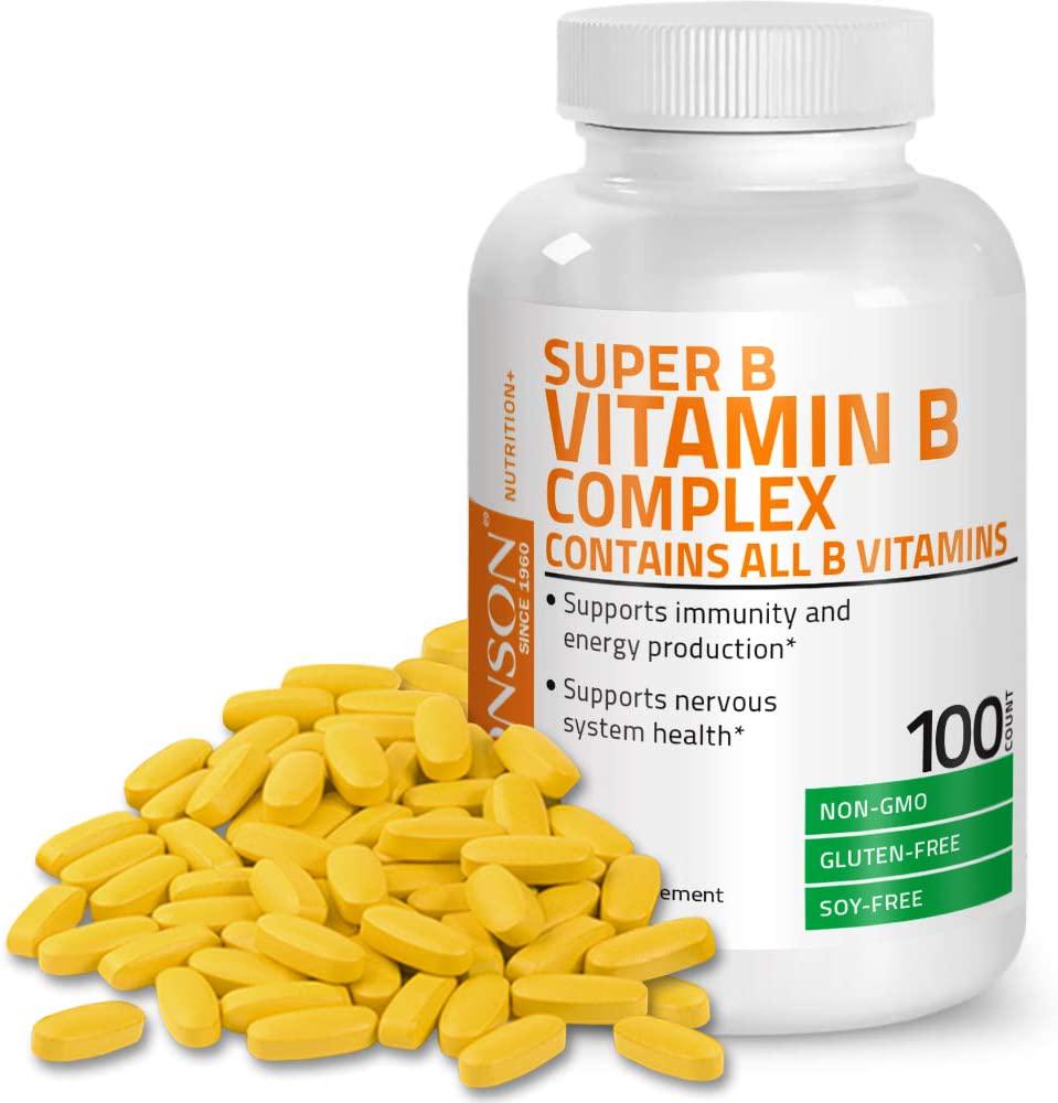 Bronson Vitamin B Complex (Vitamin B1, B2, B3, B6, B9 - Folic Acid, B12), 100 Tablets
