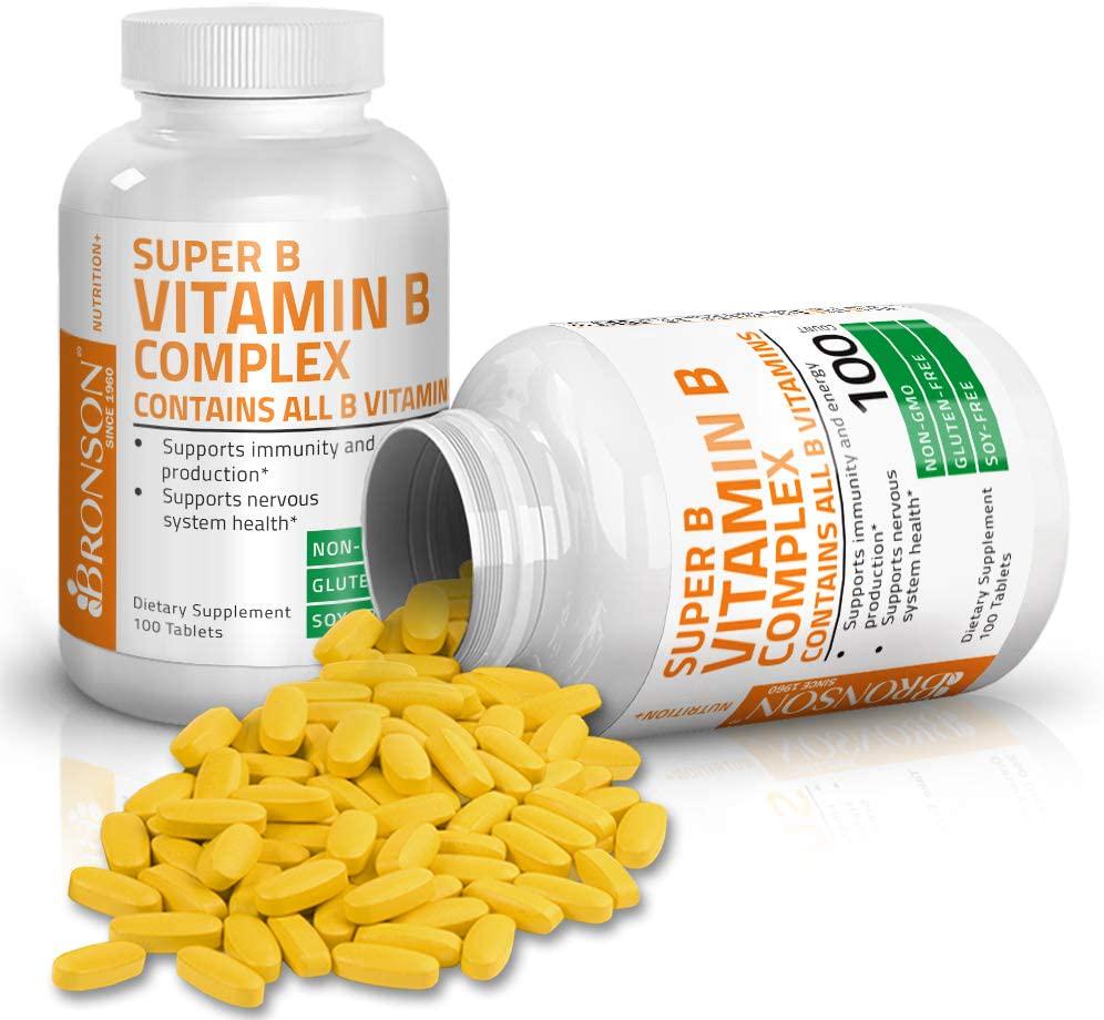Bronson Vitamin B Complex (Vitamin B1, B2, B3, B6, B9 - Folic Acid, B12), 100 Tablets