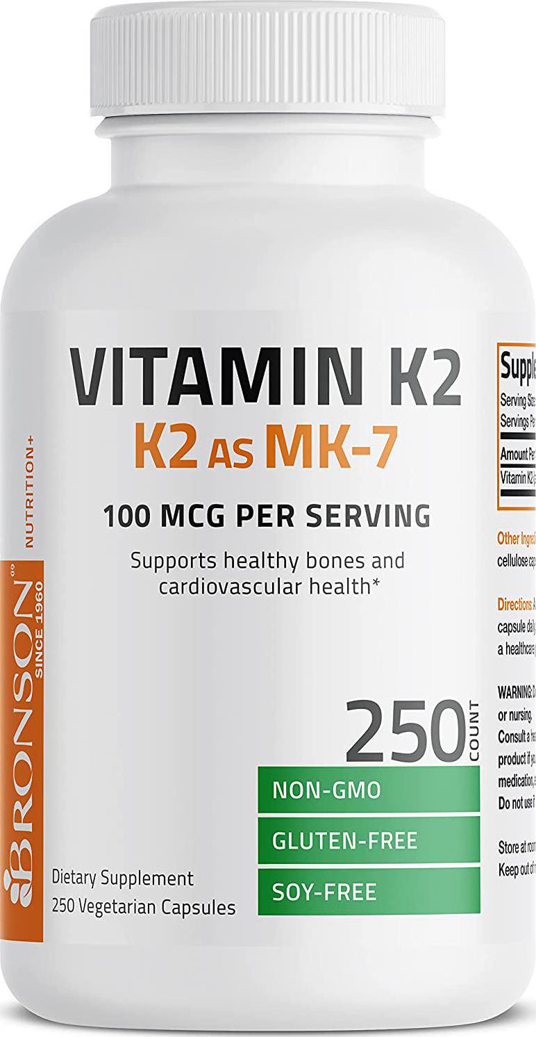 Bronson Vitamin K2 as MK-7 Menaquinone 100 mcg Non-GMO, 250 Capsules