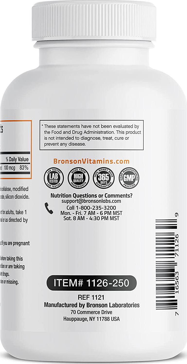 Bronson Vitamin K2 as MK-7 Menaquinone 100 mcg Non-GMO, 250 Capsules