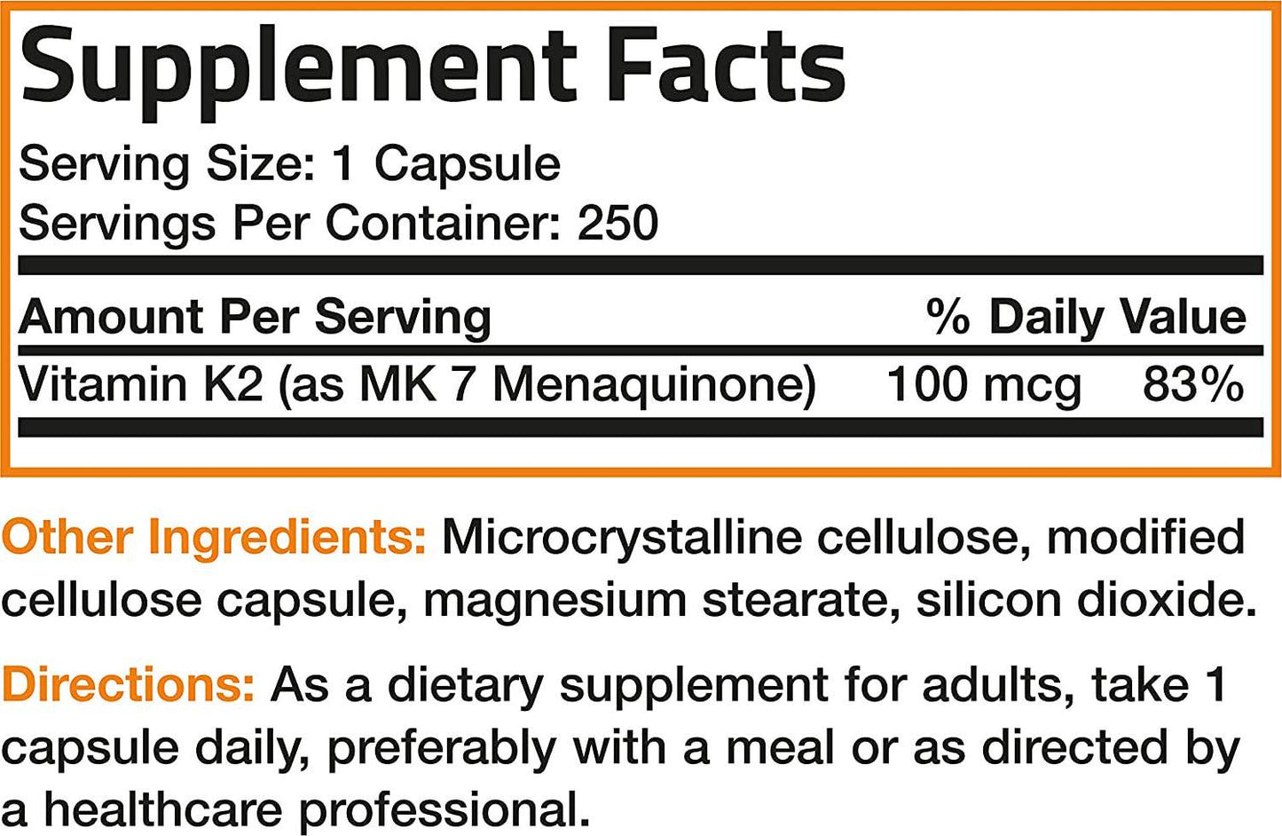 Bronson Vitamin K2 as MK-7 Menaquinone 100 mcg Non-GMO, 250 Capsules
