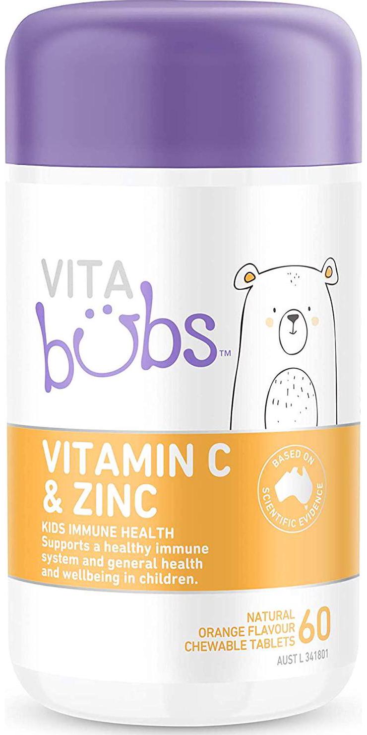 Bubs Vita Bubs Vitamin C + Zinc, 60 Tablets,