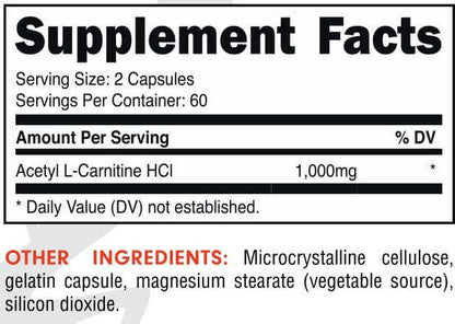 Bucked Up Acetyl L-Carnitine 1000mg Per Serving, Bucked Up Essentials (60 Servings, 120 Capsules)