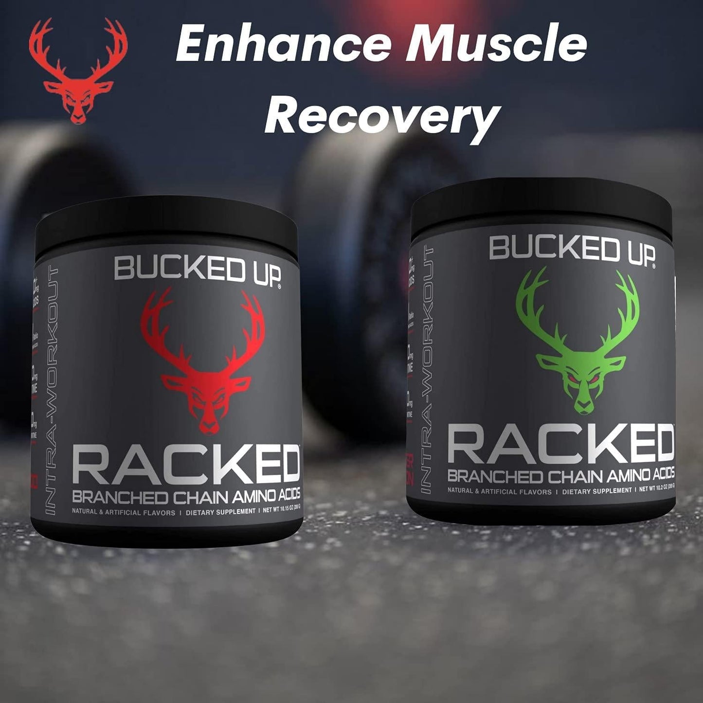 Bucked Up- BCAA RACKED Branch Chained Amino Acids | L-Carnitine, Acetyl L-Carnitine, GBB | Post Workout Recovery, Protein Synthesis, Lean Muscle BCAAs That You Can Feel! 30 Servings (Blood Raz)