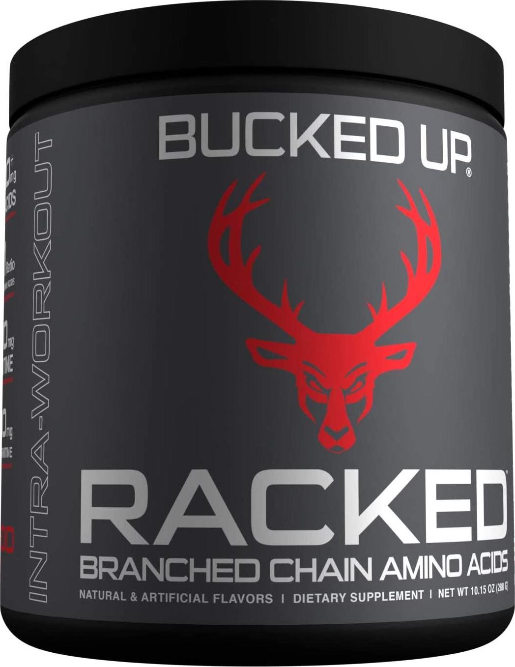 Bucked Up- BCAA RACKED Branch Chained Amino Acids | L-Carnitine, Acetyl L-Carnitine, GBB | Post Workout Recovery, Protein Synthesis, Lean Muscle BCAAs That You Can Feel! 30 Servings (Blood Raz)