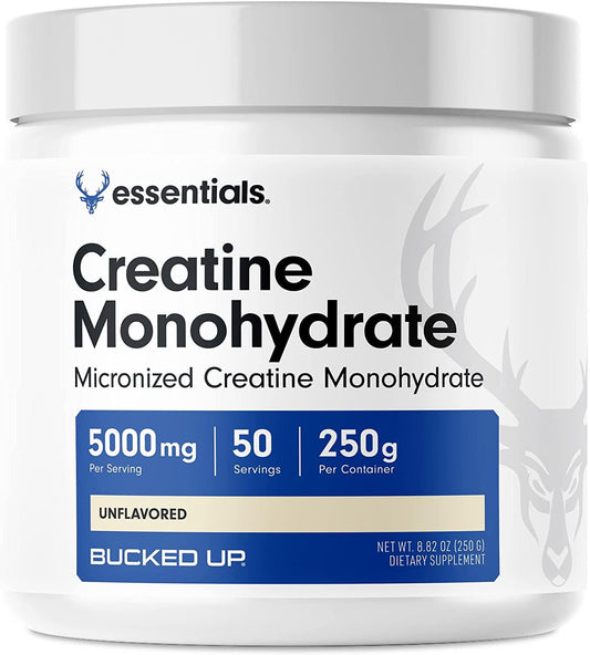 Bucked Up Creatine Monohydrate 250 Grams Powder, Bucked Up Essentials (50 Servings)