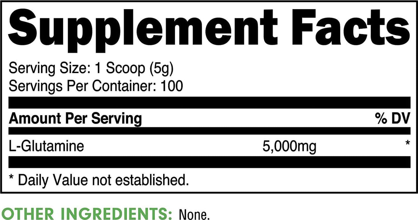 Bucked Up L-Glutamine 500g Powder, Bucked Up Essentials (100 Servings)