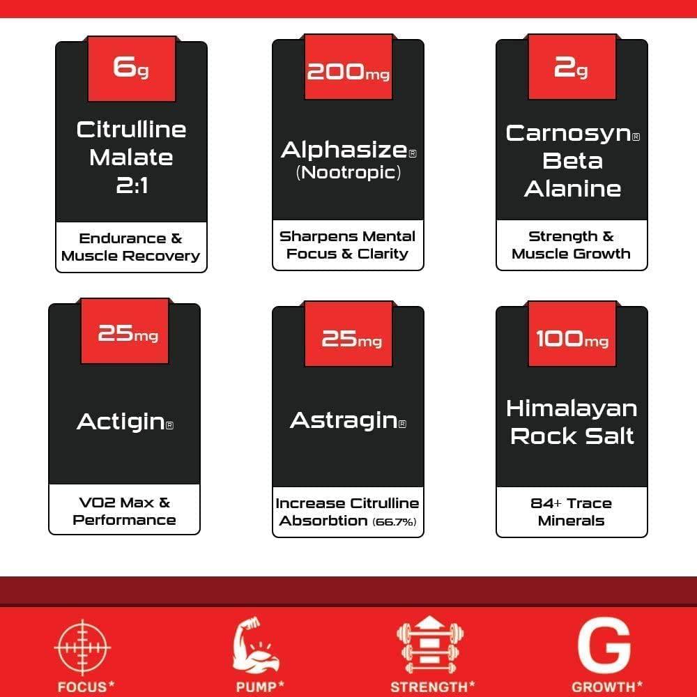 Bucked Up Pre Workout 6 Grams Citrulline, 2 Grams Beta Alanine, and 3 Other Registered trademarked Ingredients (Blue Raz) - 2 Pack