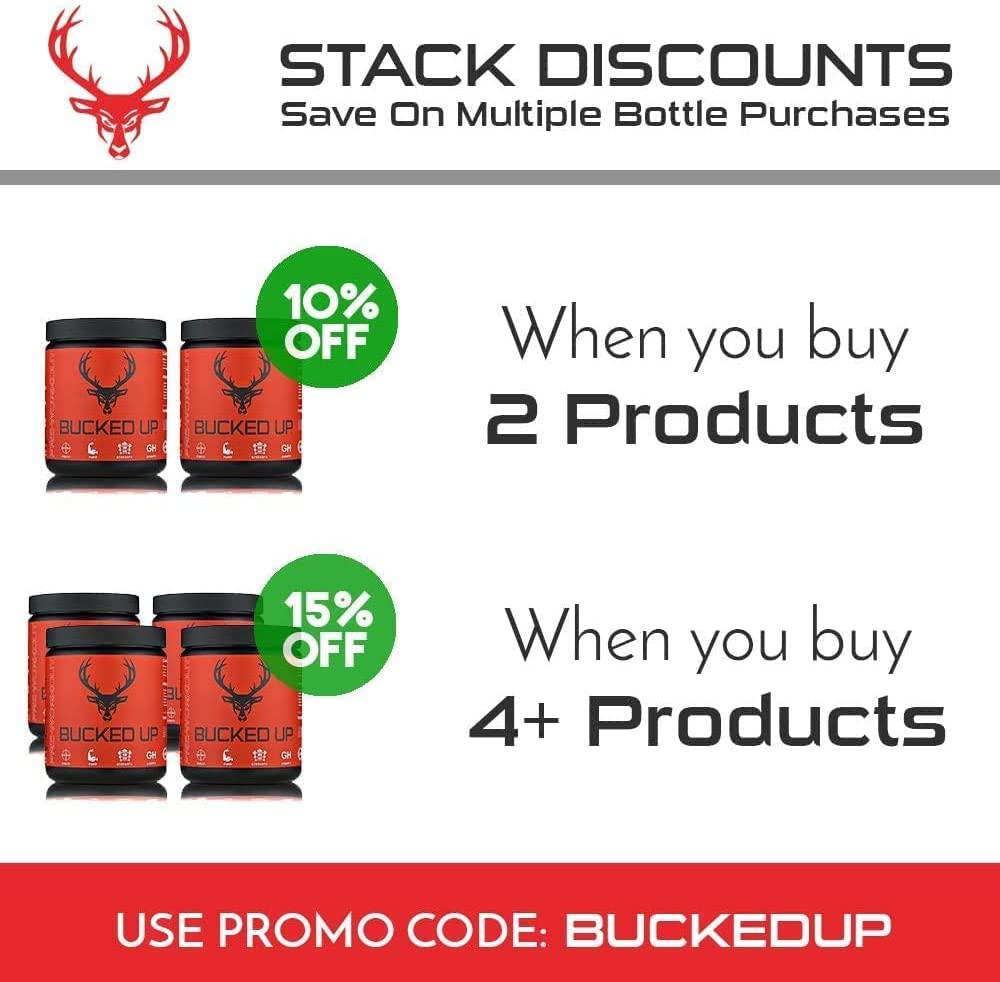 Bucked Up Pre Workout 6 Grams Citrulline, 2 Grams Beta Alanine, and 3 Other Registered trademarked Ingredients (Blue Raz) - 2 Pack