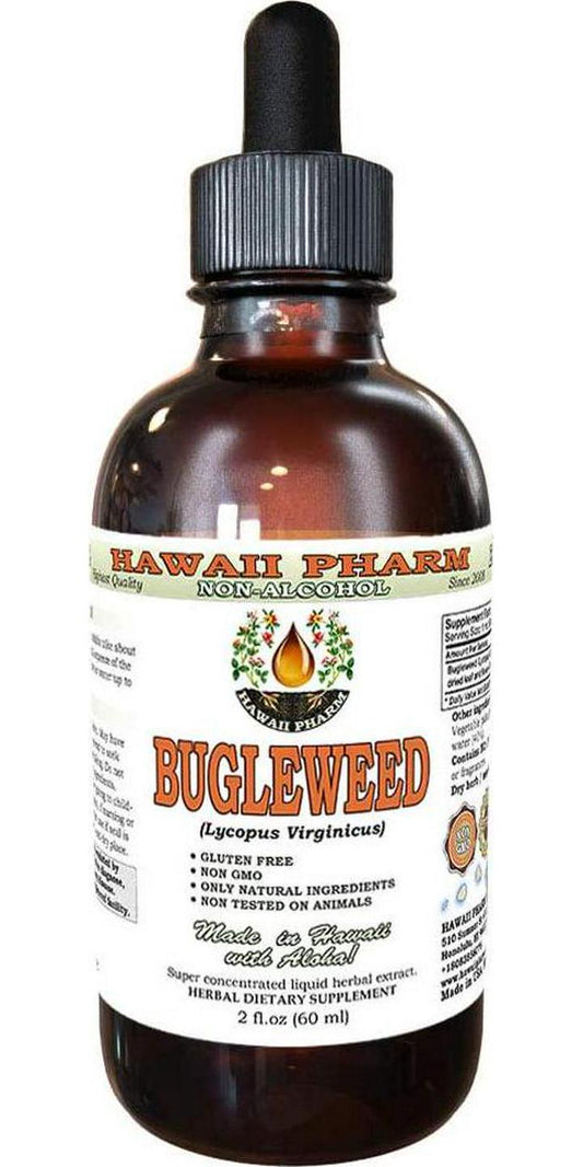 Bugleweed Alcohol-Free Liquid Extract, Organic Bugleweed (Lycopus Virginicus) Dried Leaf and Flower Glycerite Hawaii Pharm Natural Herbal Supplement 2 oz