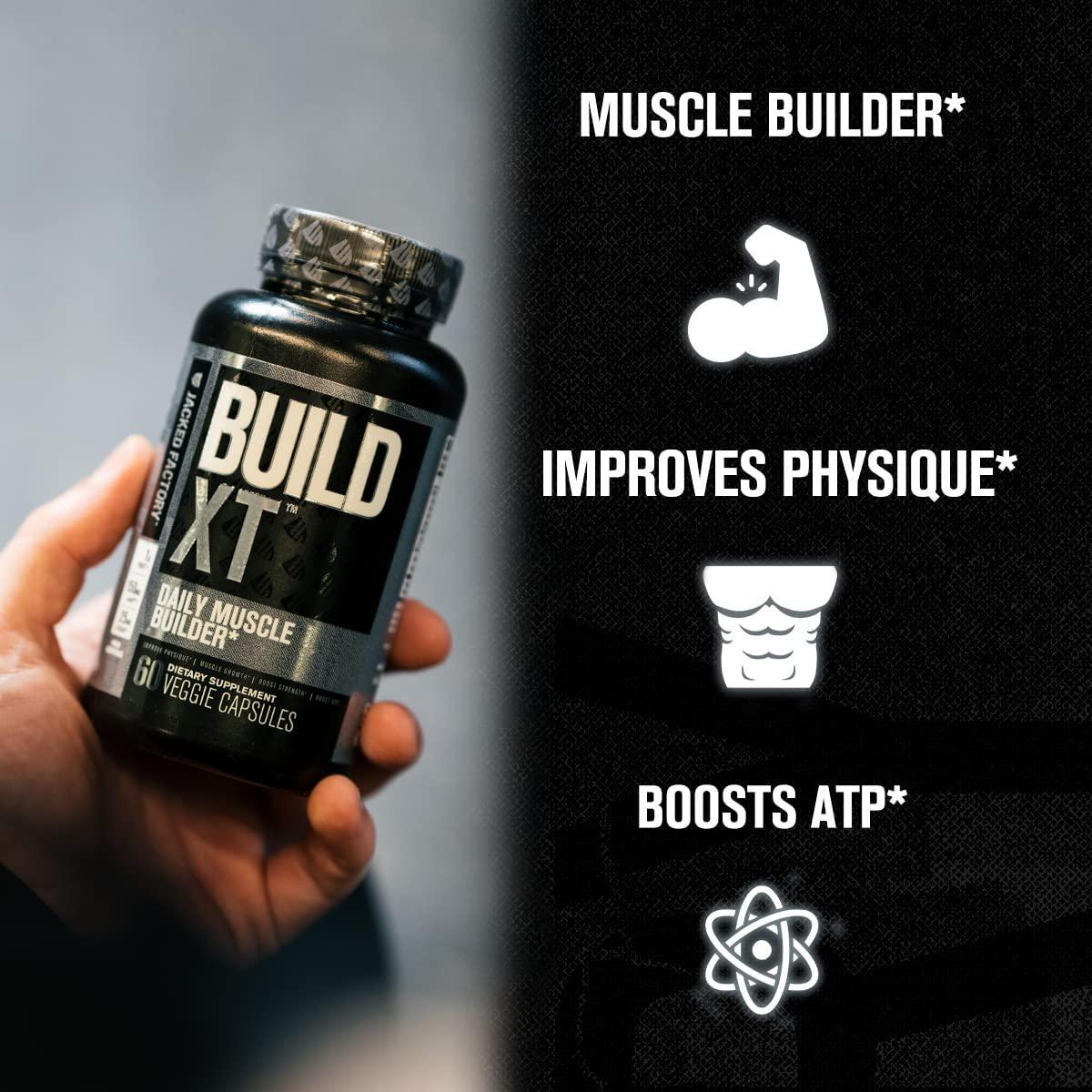 Build-XT Muscle Builder - Daily Muscle Building Supplement for Muscle Growth and Strength | Featuring Powerful Ingredients Peak02 and elevATP - 60 Veggie Pills