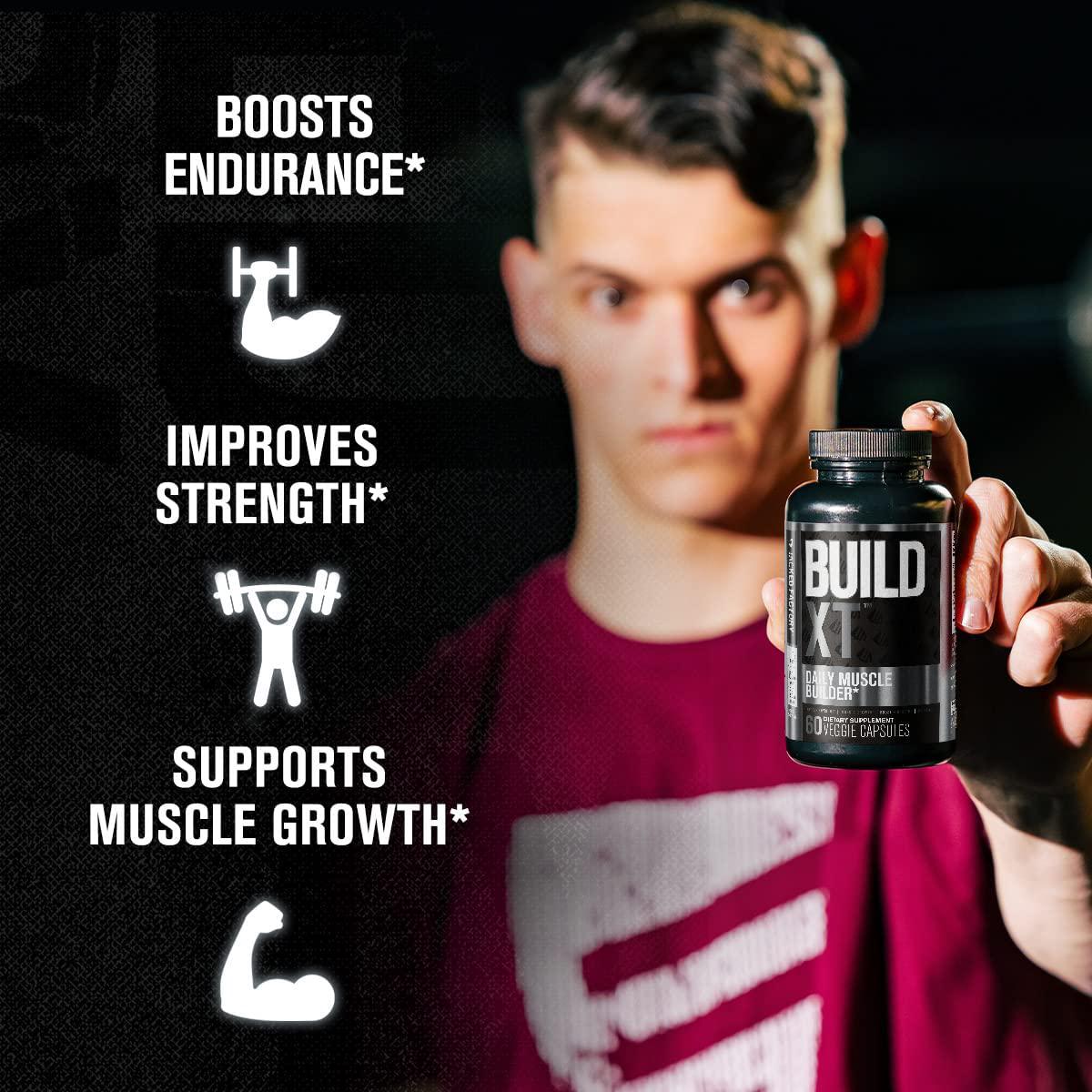 Build-XT Muscle Builder - Daily Muscle Building Supplement for Muscle Growth and Strength | Featuring Powerful Ingredients Peak02 and elevATP - 60 Veggie Pills