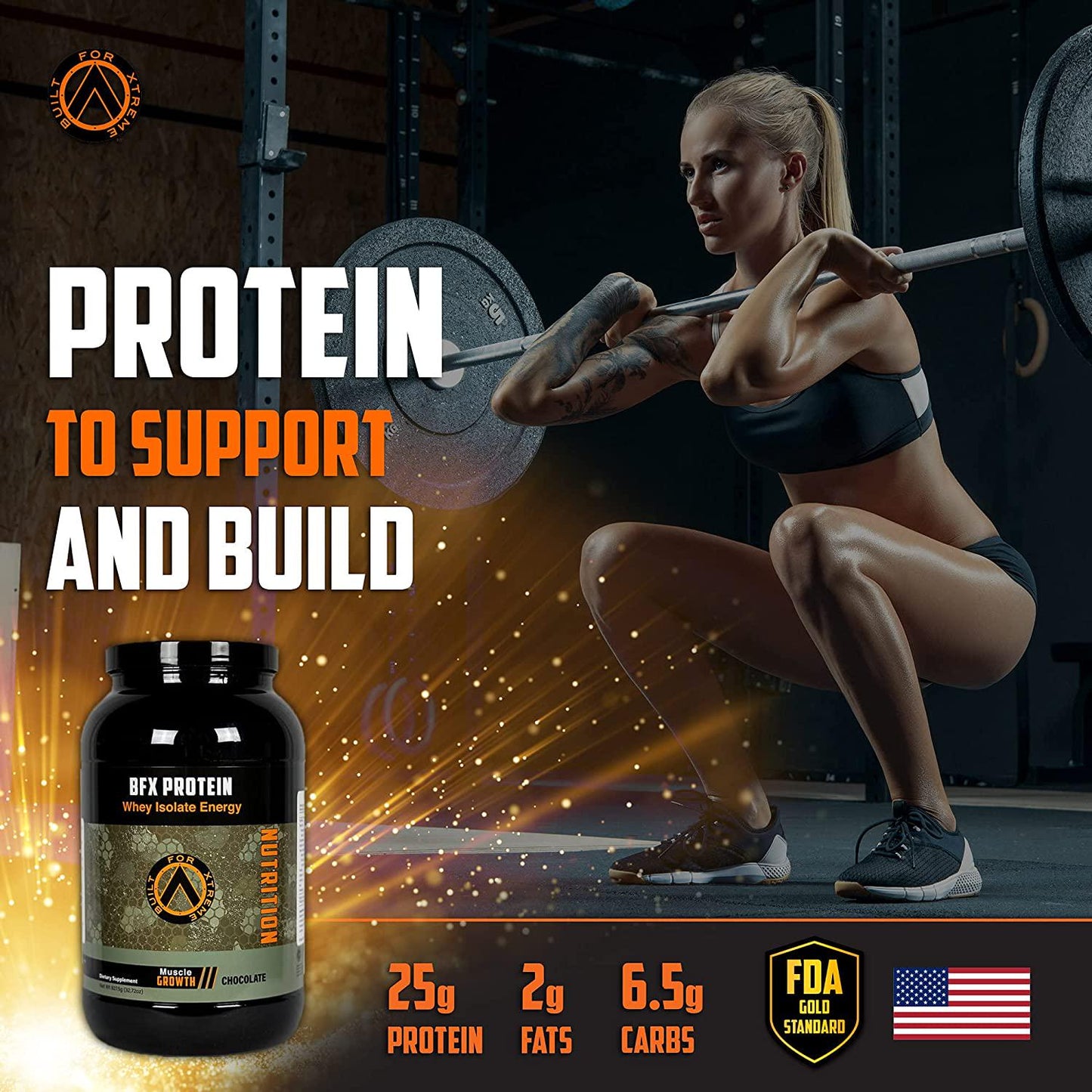 Built For Xtreme Nutrition BFX Isolated Whey Protein Powder (Chocolate) 2 pounds, 25 Grams of Protein per Serving, Zero Fat, Zero Sugar, Low Carbs, Contains BCAAs