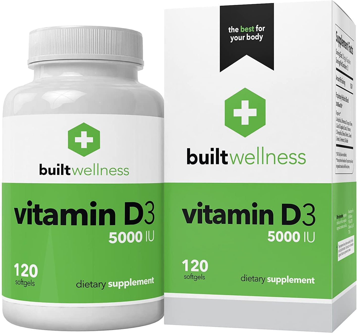 Built Wellness Vitamin D3 Supplement, 5,000 iu, 120 Softgels