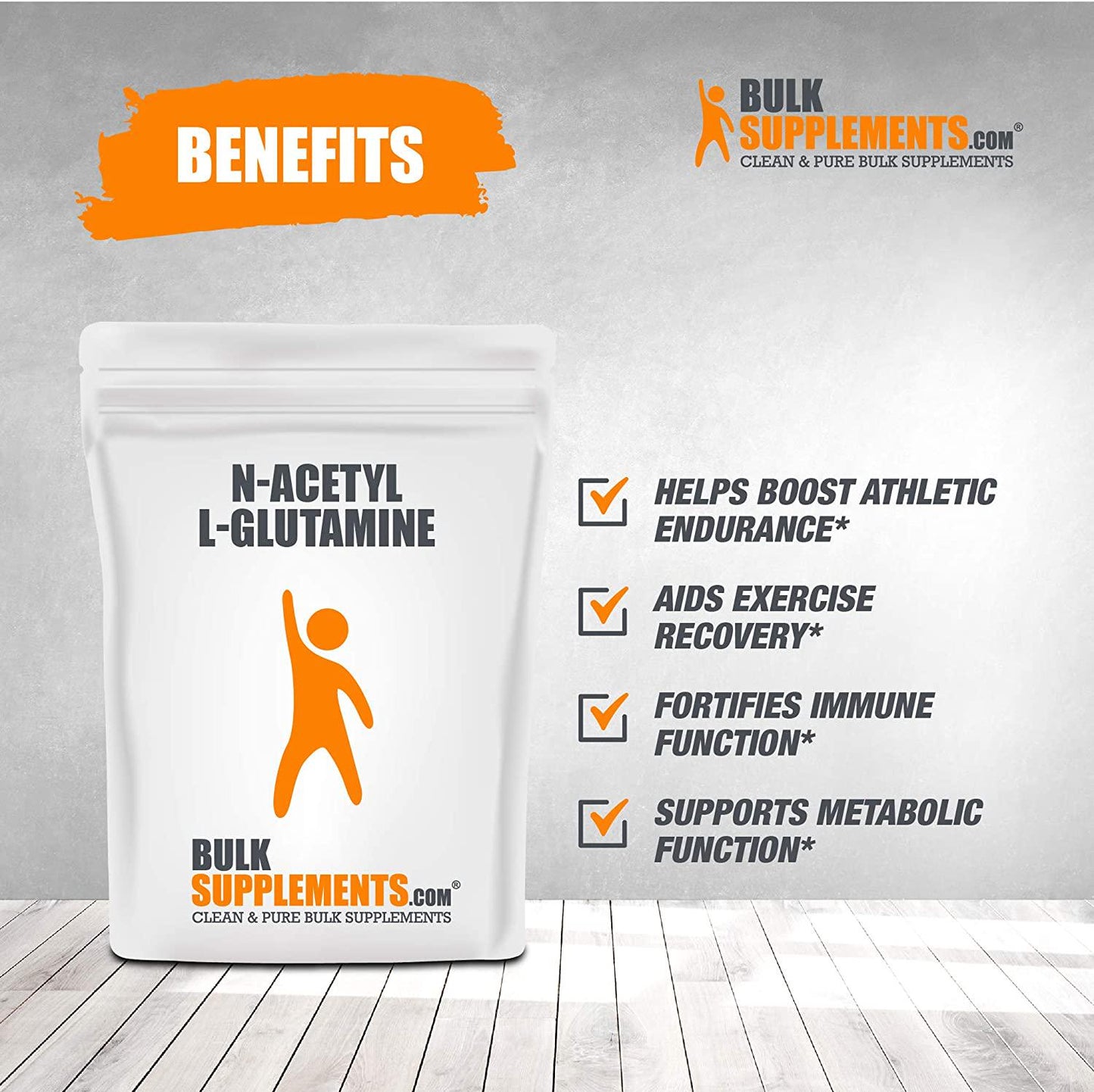 BulkSupplements.com N-Acetyl L-Glutamine Powder - Recovery Supplements Post Workout - Amino Acids Supplement for Women - Post Workout for Men (100 Grams - 3.5 oz)
