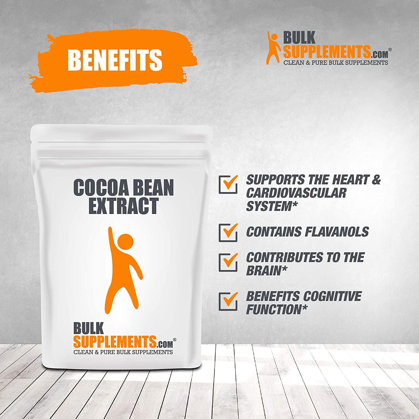 BulkSupplements.com Cocoa Extract Powder - Polyphenols Supplement - Cocoa Powder - Brain Health Supplements - Circulation Supplements - Memory Vitamins Brain For Women (250 Grams - 8.8 oz)