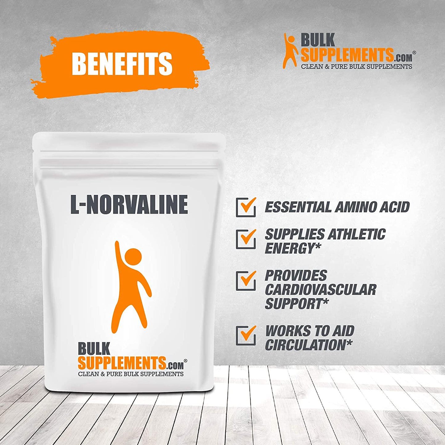 BulkSupplements.com L-Norvaline Powder - Workout Supplement for Men - Muscle Building Supplements - Workout Supplements - Oxygen Boost (250 Grams - 8.8 oz)