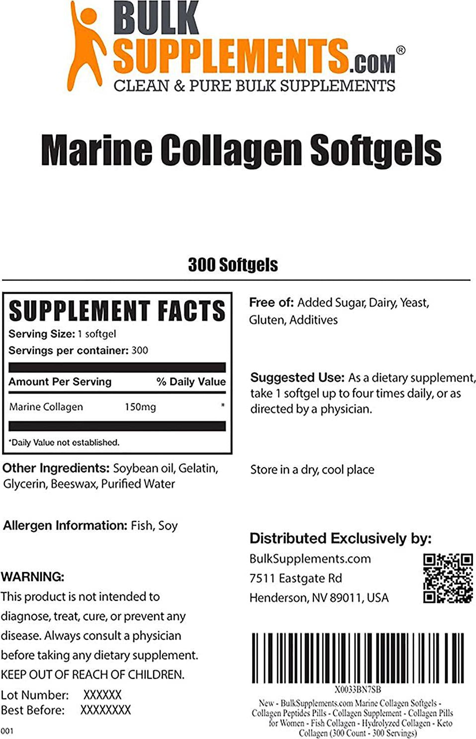 BulkSupplements.com Collagen Softgels - Collagen Peptides Pills - Collagen Supplement - Collagen Pills for Women - Fish Collagen - Keto Collagen - Marine Collagen (300 Count - 300 Servings)