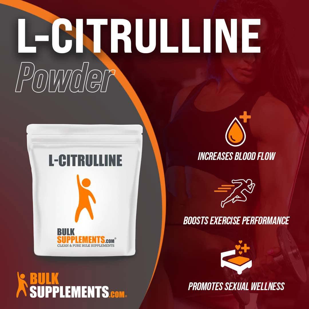 BulkSupplements.com L-Citrulline Powder - Unflavored Pre Workout - Vegan Pre Workout - Circulation Supplements - Citrulline Supplement - L Citrulline Powder (500 Grams - 1.1 lbs)
