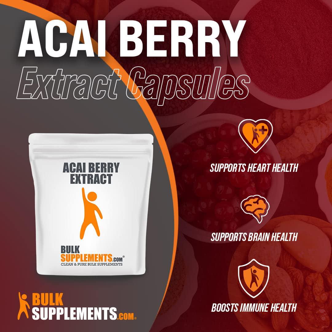 BulkSupplements.com Acai Berry Extract Capsules - Antioxidants Supplement - Acai Berry Supplement - Acai Berries Pills - Acai Berry Capsules (300 Gelatin Capsules - 100 Servings)