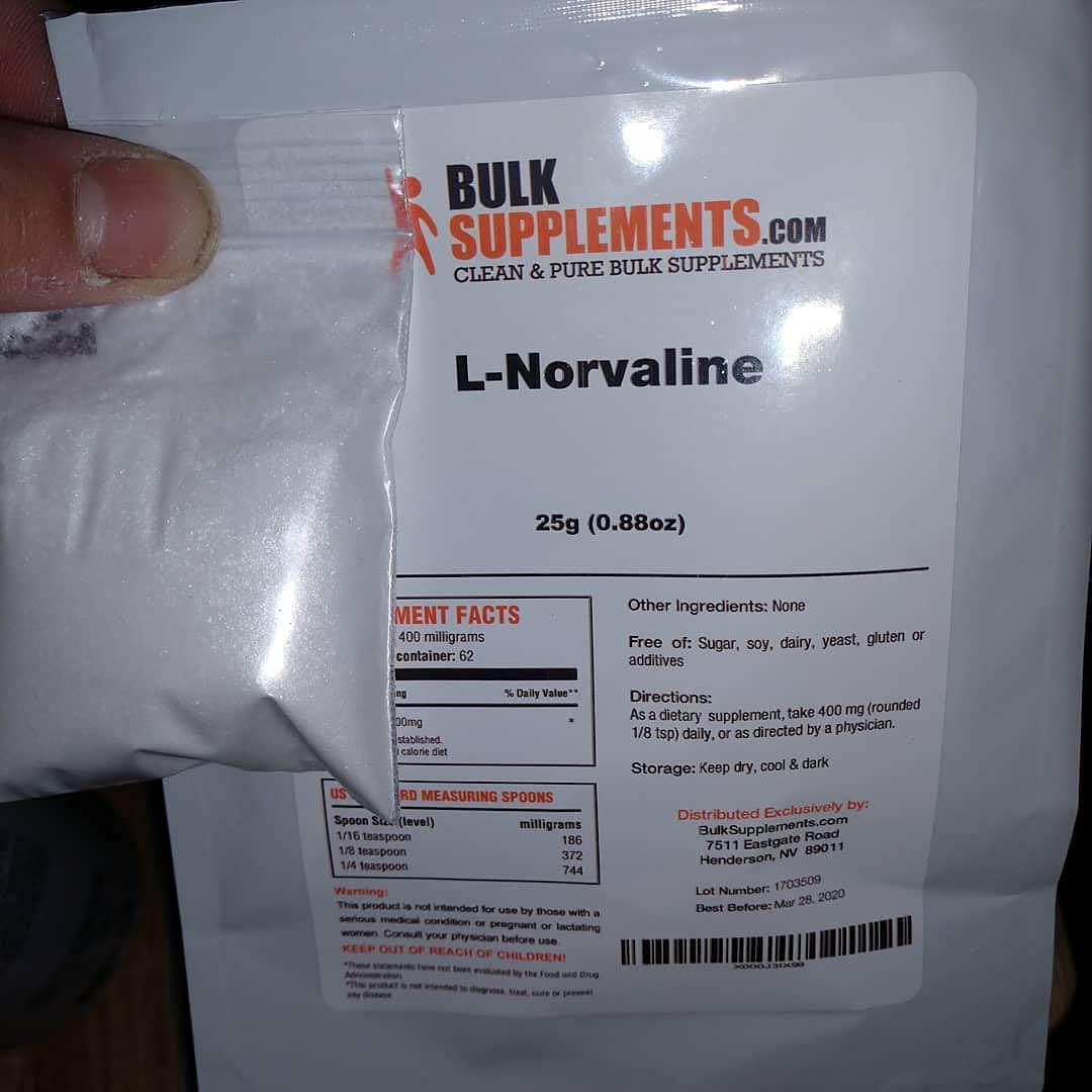 BulkSupplements.com L-Norvaline Powder - Workout Supplement for Men - Muscle Building Supplements - Workout Supplements - Oxygen Boost (250 Grams - 8.8 oz)