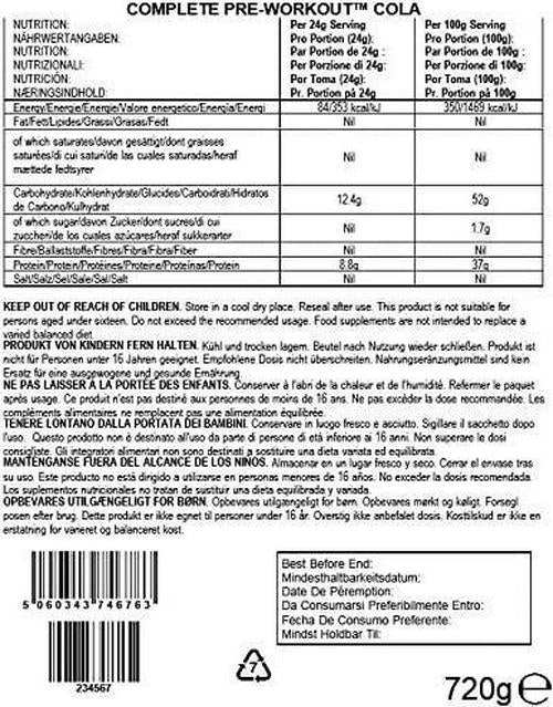 Bulk Complete Pre Workout, Cola, 720 g, Packaging May Vary
