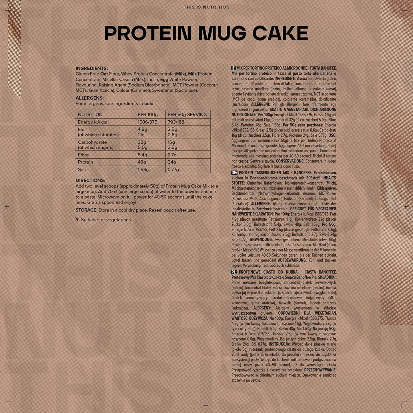 Bulk Protein Mug Cake, Banoffee Pie, 500 g, Packaging May Vary