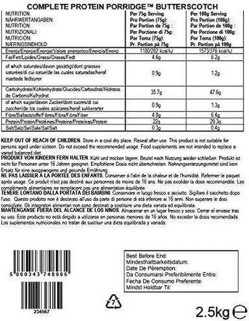 Bulk Protein Porridge Mix, Butterscotch, 2.5 kg, Packaging May Vary