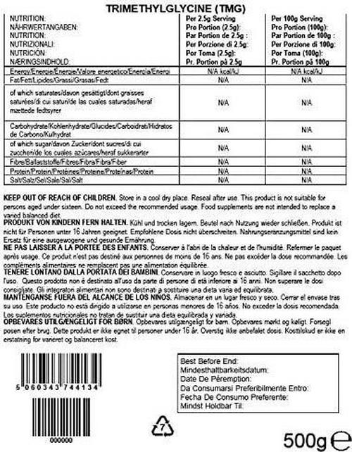 Bulk Trimethylglycine (TMG) Powder, 500 g, Packaging May Vary