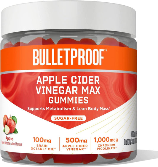 Bulletproof Apple Cider Vinegar Max Sugar-Free Gummies, 60 Count, Keto Supplement for Cravings