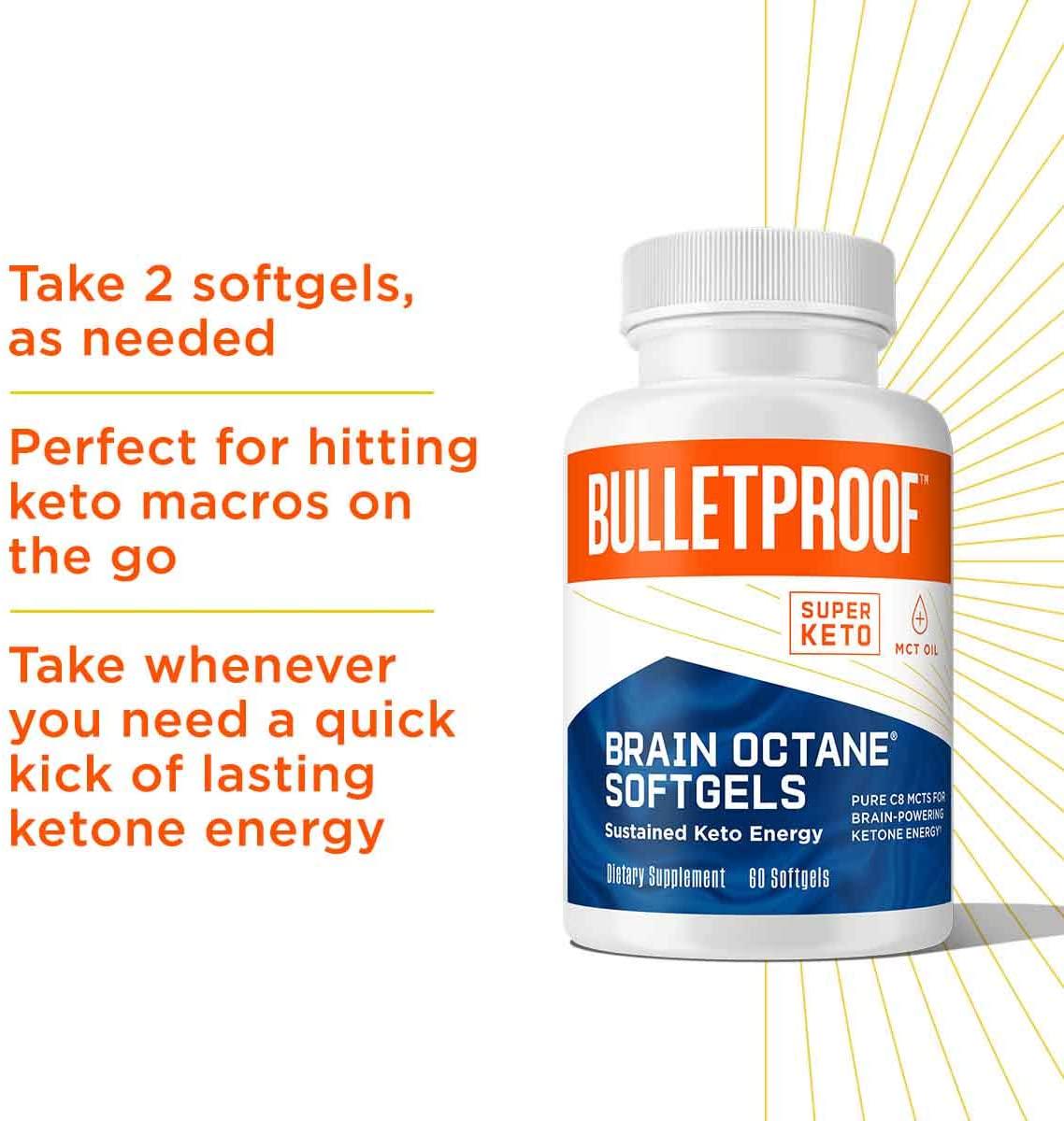 Bulletproof Brain Octane Softgels, Supports Cognitive Function and Gut Health (60 Softgels)