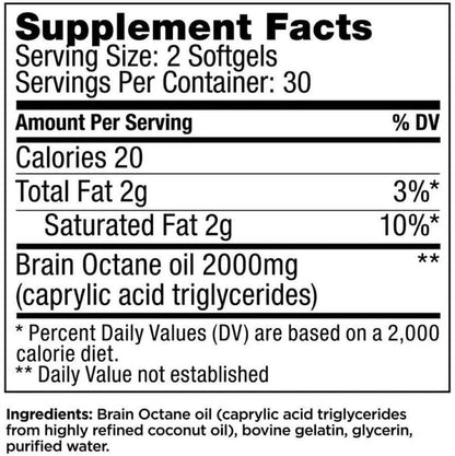 Bulletproof Brain Octane Softgels, Supports Cognitive Function and Gut Health (60 Softgels)