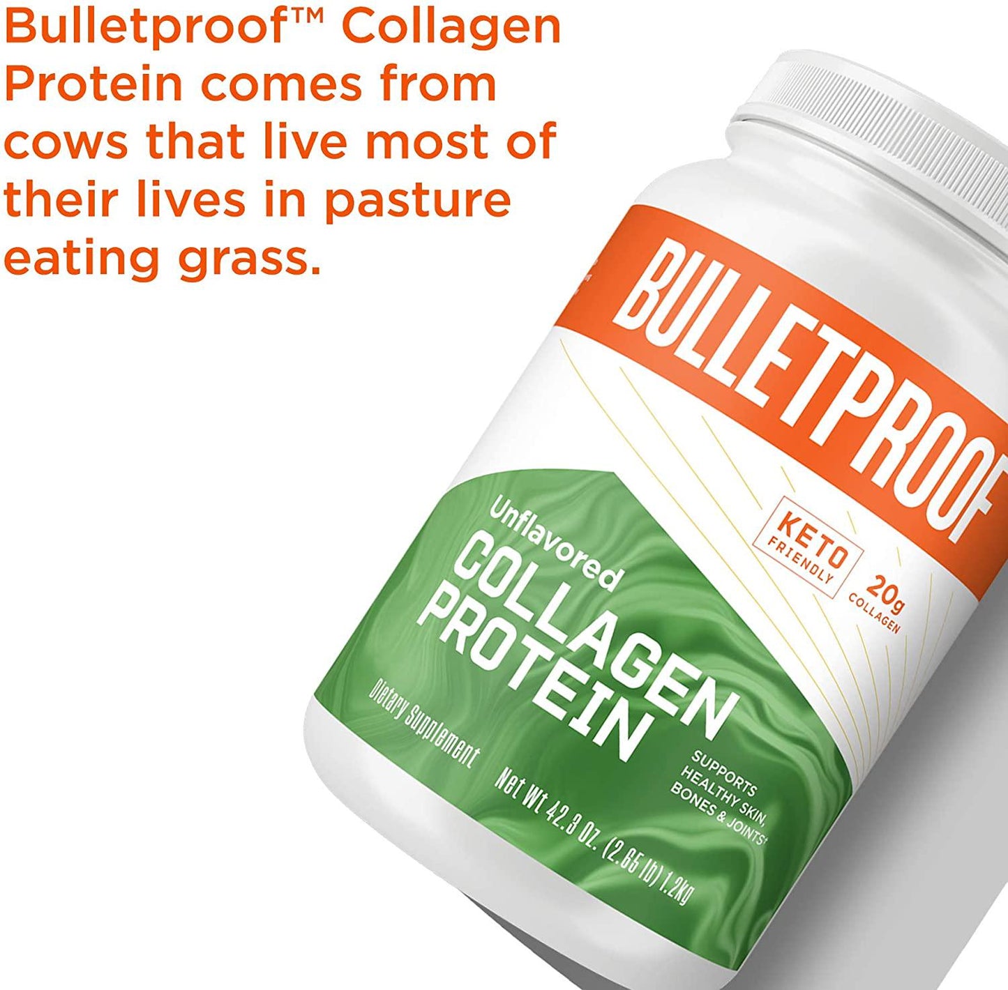 Bulletproof Collagen Protein Powder, Unflavored, Grass Fed Collagen Peptides and Amino Acids for Healthy Skin, Bones and Joints, 18g Protein, 42.3 Ounces