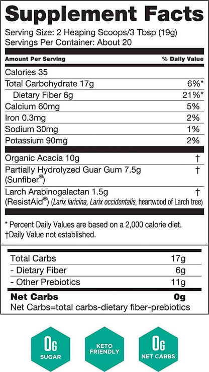 Bulletproof InnerFuel Prebiotic for Digestive Health and Immune Support, Plant-Based Dietary Fiber for Super-Powered Gut Bacteria, Unflavored, 13.4 Ounces