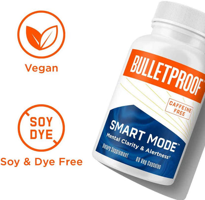 Bulletproof Smart Mode, Holistic Cognitive Nootropic Supplement, Powerful blend of 10 scientifically-studied ingredients for Brain Health, Memory, Attention, and Performance. Vegan Non-GMO (60 Capsules)