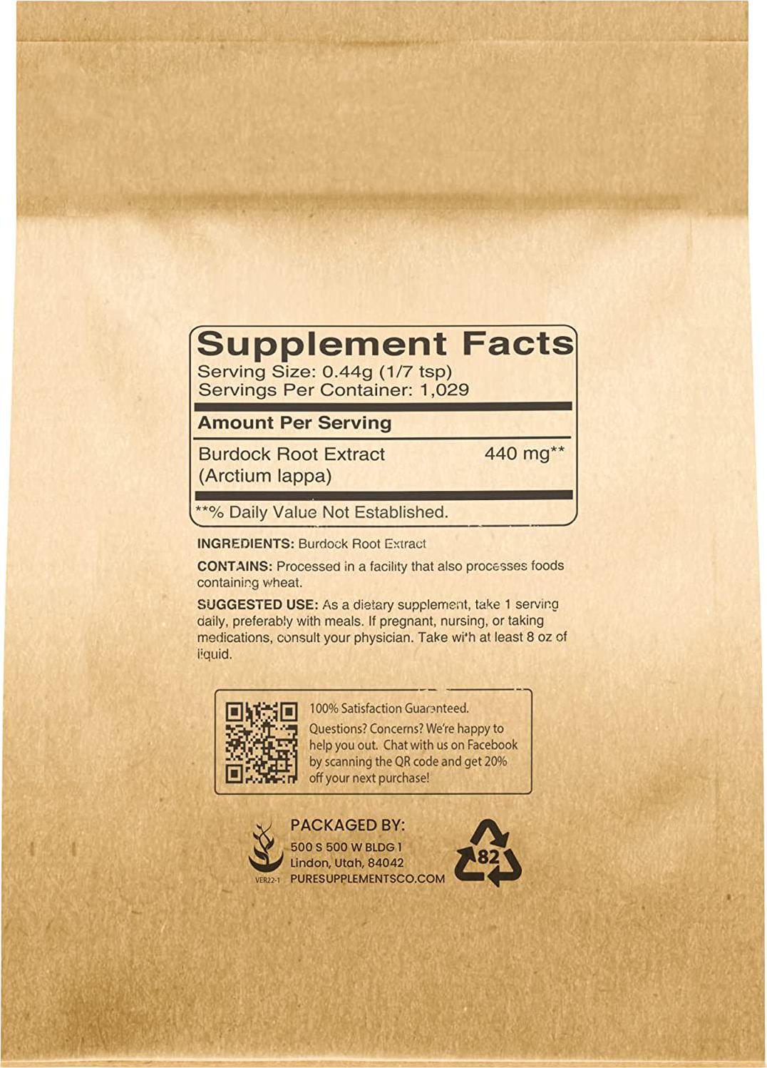 Burdock Root Extract Powder (1 lb) Non-GMO, 100% Pure, Bone and Joint Support (16 oz)