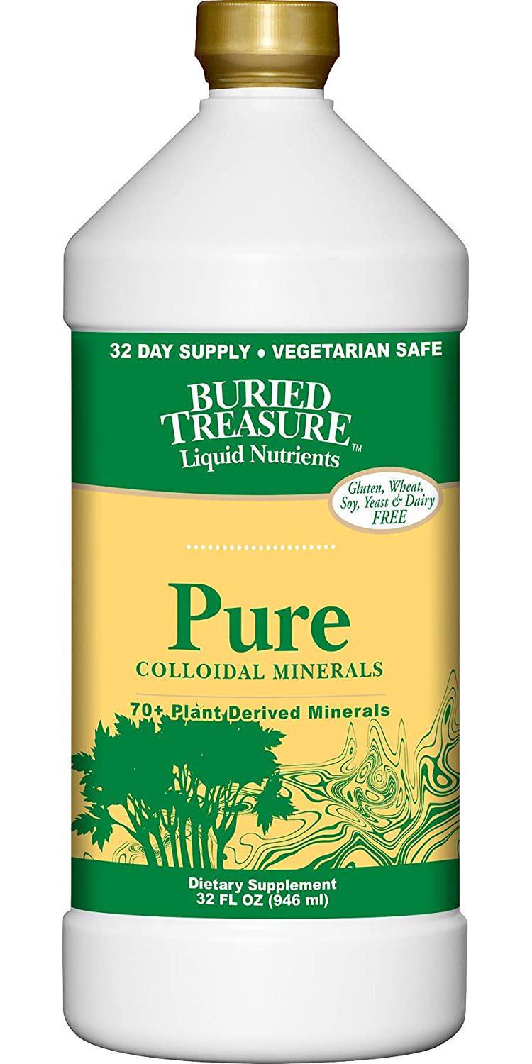 Buried Treasure Pure Colloidal Minerals 70 Plus Plant Derived Minerals from Eden Era Natural Plant Based Nutritional Supplement Liquid Bio-Available for Fast Absorption and Assimilation. 32 oz