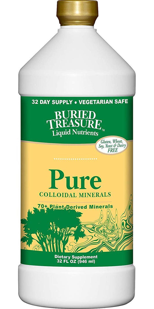Buried Treasure Pure Colloidal Minerals 70 Plus Plant Derived Minerals from Eden Era Natural Plant Based Nutritional Supplement Liquid Bio-Available for Fast Absorption and Assimilation. 32 oz