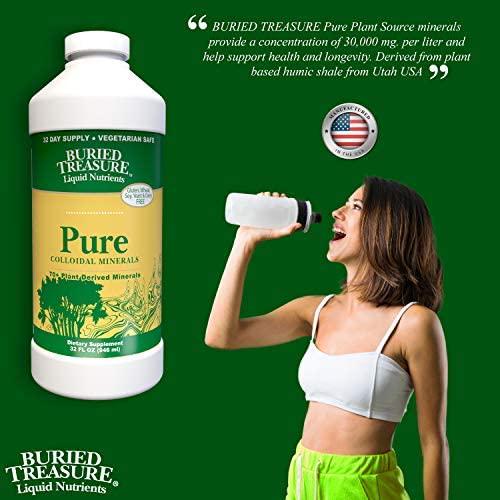 Buried Treasure Pure Colloidal Minerals 70 Plus Plant Derived Minerals from Eden Era Natural Plant Based Nutritional Supplement Liquid Bio-Available for Fast Absorption and Assimilation. 32 oz