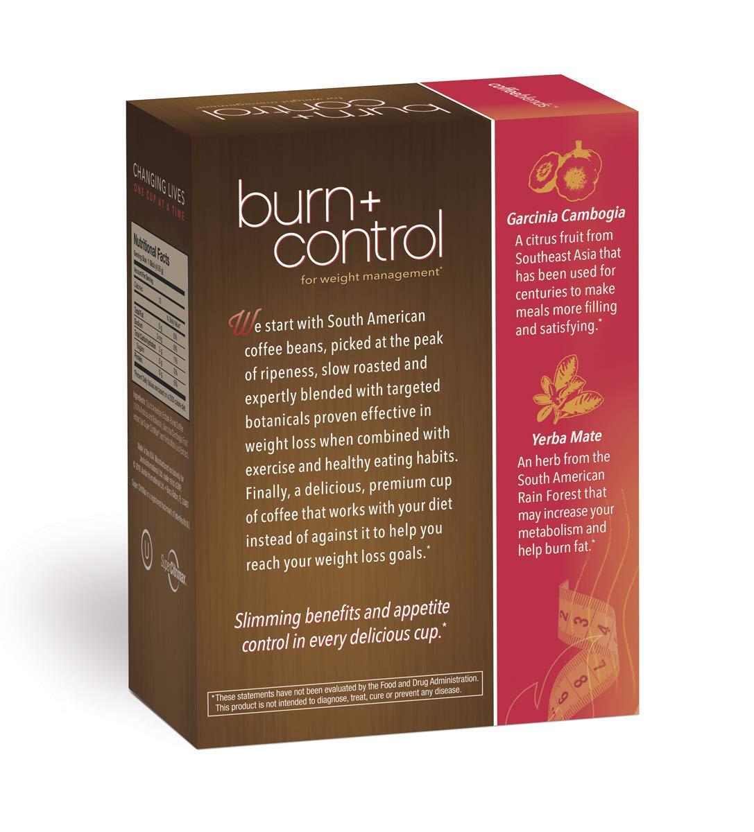 Burn + Control Coffee, Premium 100% South American Arabica, Robusta Blend Coffee, Weight Management Herbs, Garcinia Cambogia and Yerba Mate, Javita